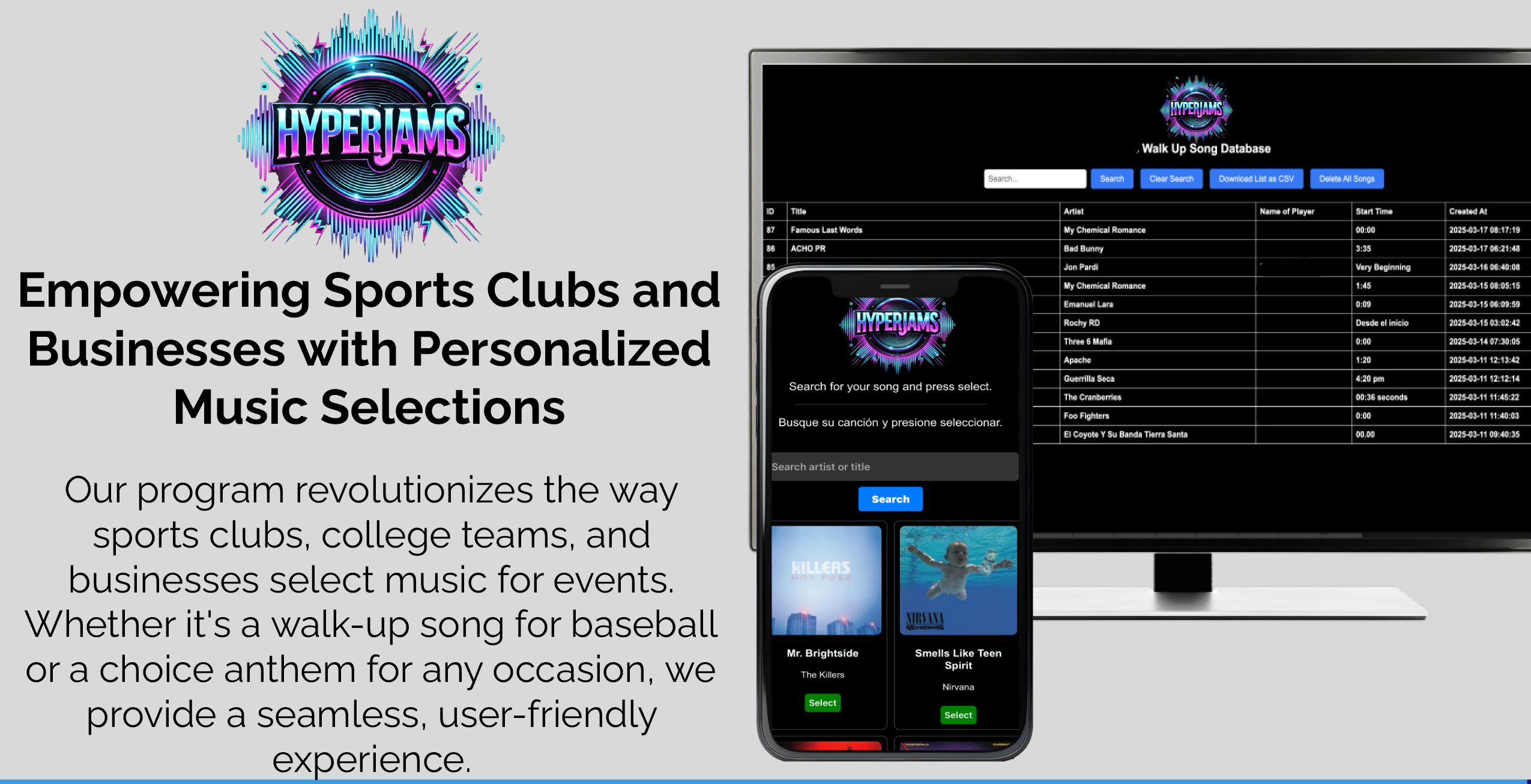 HyperJams info and dashboard